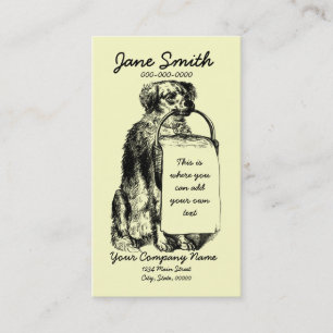 Carte De Visite Chien vintage avec le panier