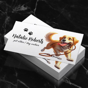Carte De Visite Chien Walker Animal de compagnie assis Happy Chien