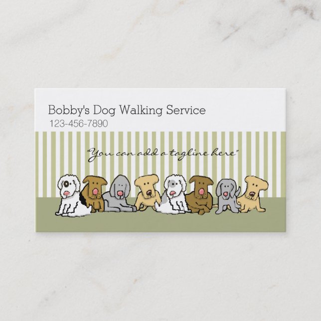 Carte De Visite Chien Walker Animal de compagnie personnalisable (Devant)