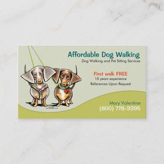 Carte De Visite Chien Walker Animaux de compagnie Dachshunds d'aff (Devant)