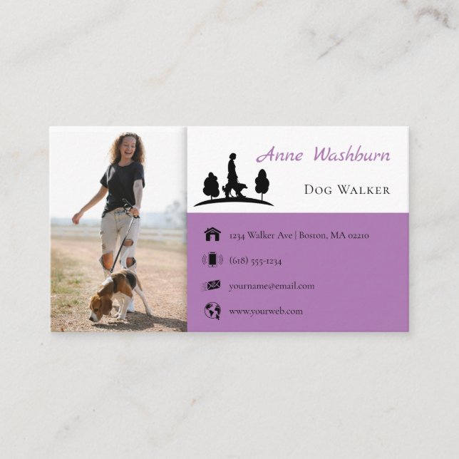 Carte De Visite Chien Walker | Entraîneur de chiens | Soins aux an (Devant)