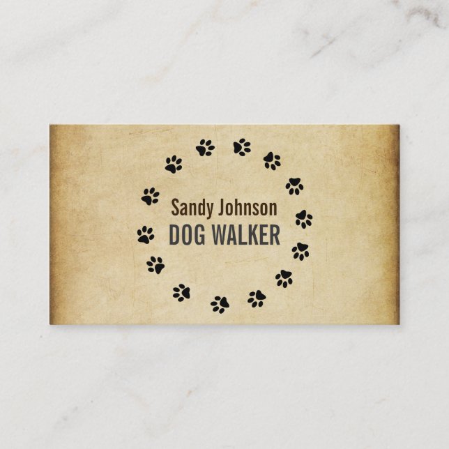 Carte De Visite Chien Walker Marcher Animaux de compagnie assis Se (Devant)