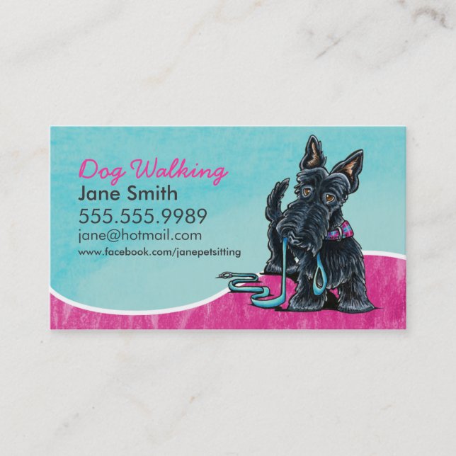 Carte De Visite Chien Walker mignonne Scottie Sky Blue (Devant)