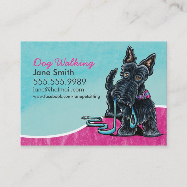 Carte De Visite Chien Walker mignonne Scottie Sky Blue (Devant)