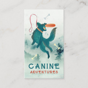 Carte De Visite Chien Walker Sitter Jumping Chien Frisbee
