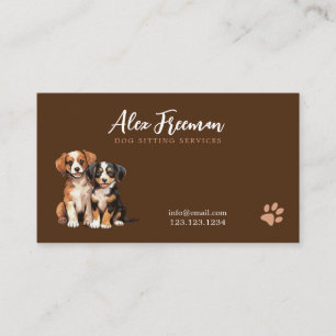 Carte De Visite Chiens assis Brown et blanc