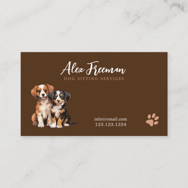 Carte De Visite Chiens assis Brown et blanc (Devant)