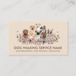 Carte De Visite Chiens assis fleurs pétanque boutique en ligne