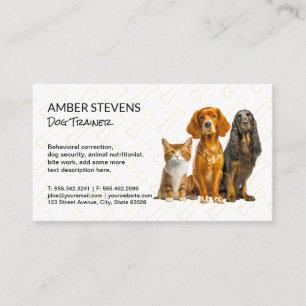 Carte De Visite Chiens assis   Motif d'os de chien
