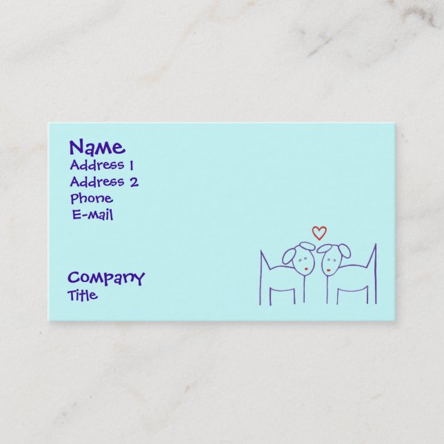 Carte De Visite Chiens avec coeur (Devant)