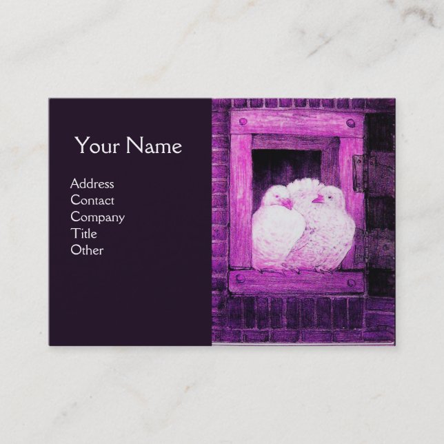 Carte De Visite CHIENS BLANCS À LA FENÊTRE Monogramme violet (Devant)