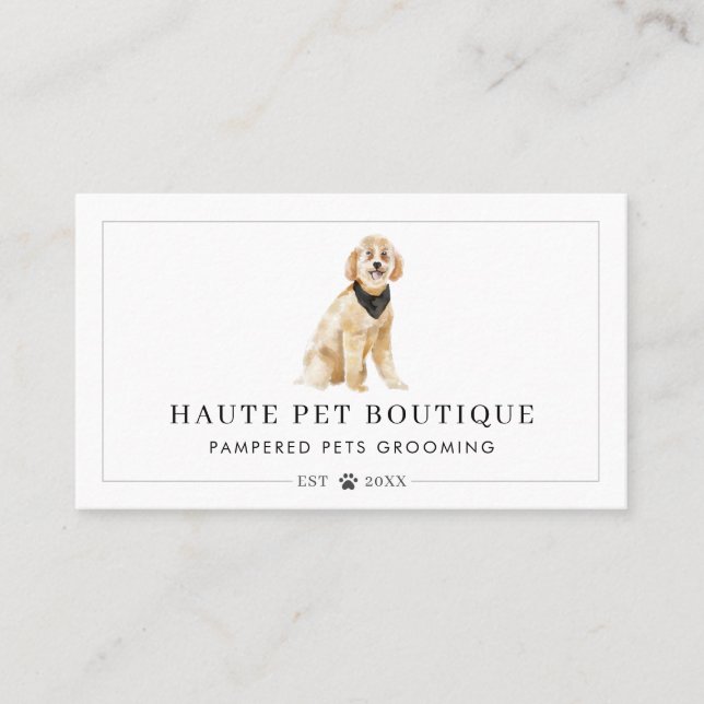 Carte De Visite Chiens d'aquarelle mignonne Soins aux animaux Groo (Devant)