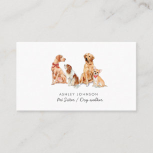 Carte De Visite Chiens d'aquarelle mignons Animaux assis