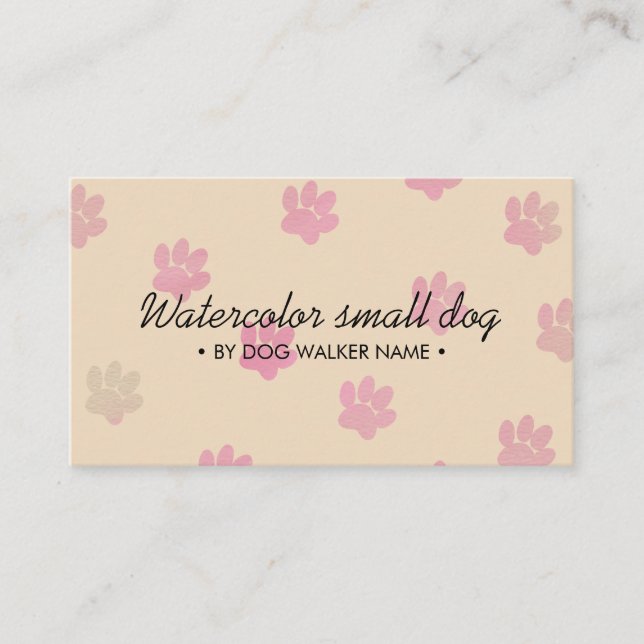 Carte De Visite Chiens de pattes rose crème simple toiletteur (Devant)