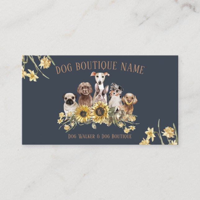 Carte De Visite Chiens de tournesol Brown de la Marine (Devant)