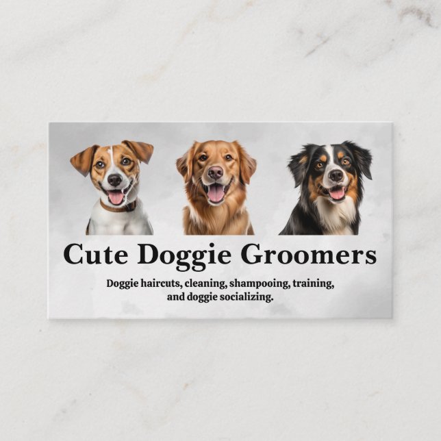 Carte De Visite Chiens joyeux et mignons souriants | Services anim (Devant)