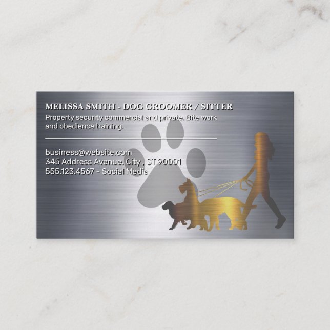 Carte De Visite Chiens marchant | Patte d'animal | Arrière - plan  (Devant)