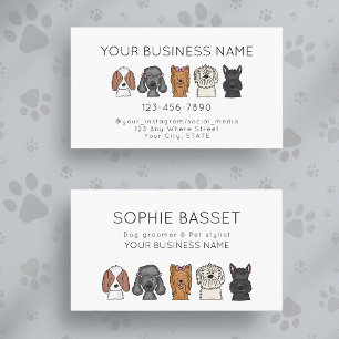 Carte De Visite Chiens Mignons Simples Blanc Toilettage