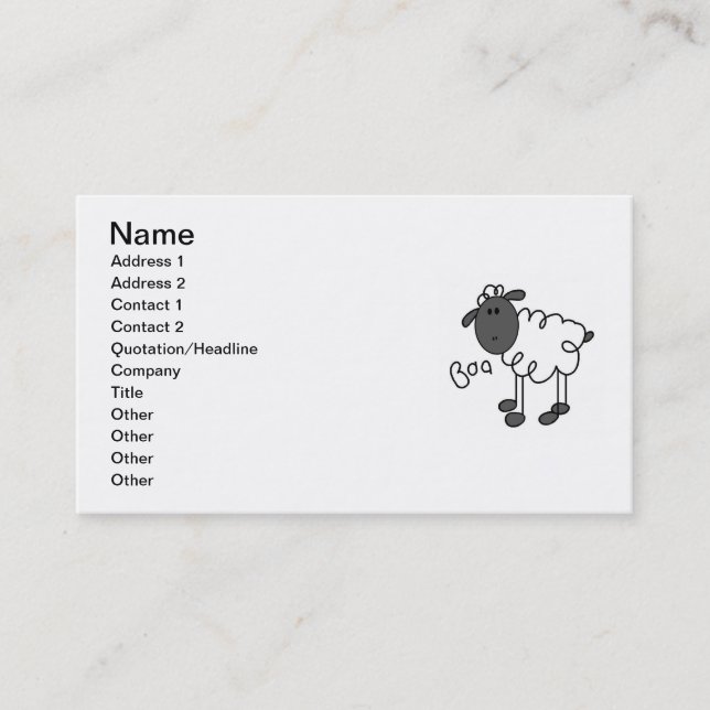 Carte De Visite Chiffre T-shirts et cadeaux de bâton de moutons (Devant)
