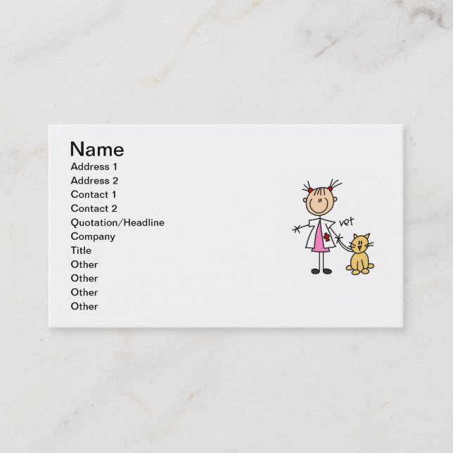 Carte De Visite Chiffre vétérinaire de bâton (Devant)