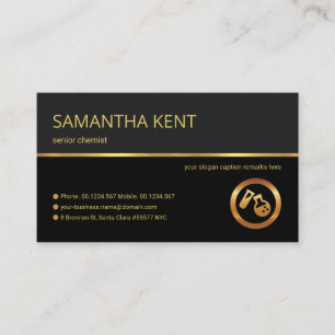 Carte De Visite Chimiste gris Retro Gold Line
