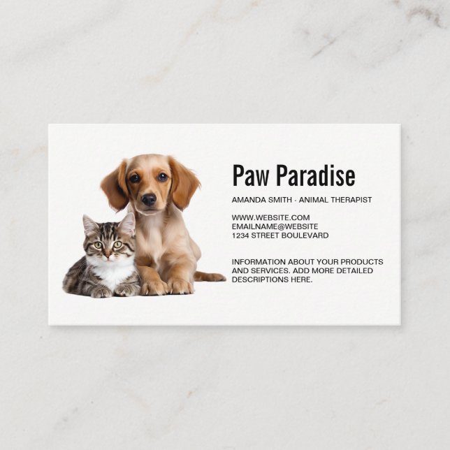 Carte De Visite Chiot et Kitty Laying côte à côte (Devant)