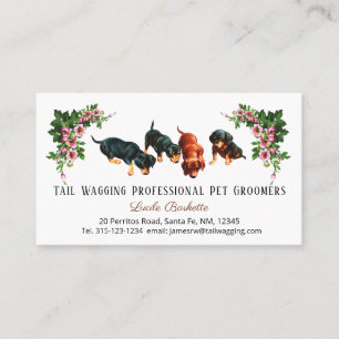 Carte De Visite Chiots Teckel Mignons Toilettage Floral