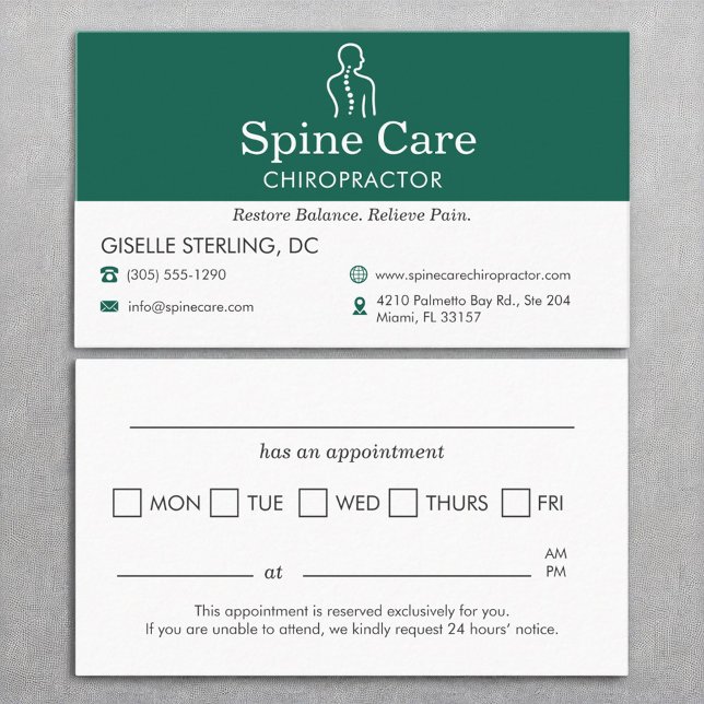 Carte De Visite Chiropraticien Soins de la colonne vertébrale Rapp (Créateur téléchargé)