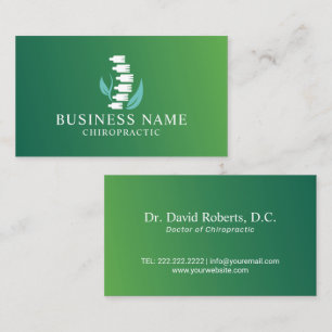 Carte De Visite Chiropratique Nature Spine Logo Chiropractor Vert