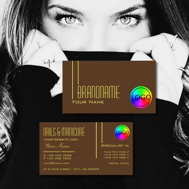 Carte De Visite Chocolat Brown avec Logo Professional Chic (Créateur téléchargé)