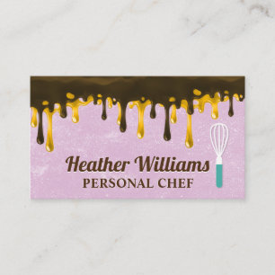 Carte De Visite Chocolat Brown et Golden Honey Drift   Whisk