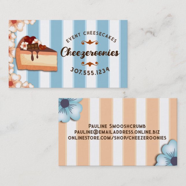 Carte De Visite Chocolat cheesecake boulangerie mariage événement  (Devant / Derrière)