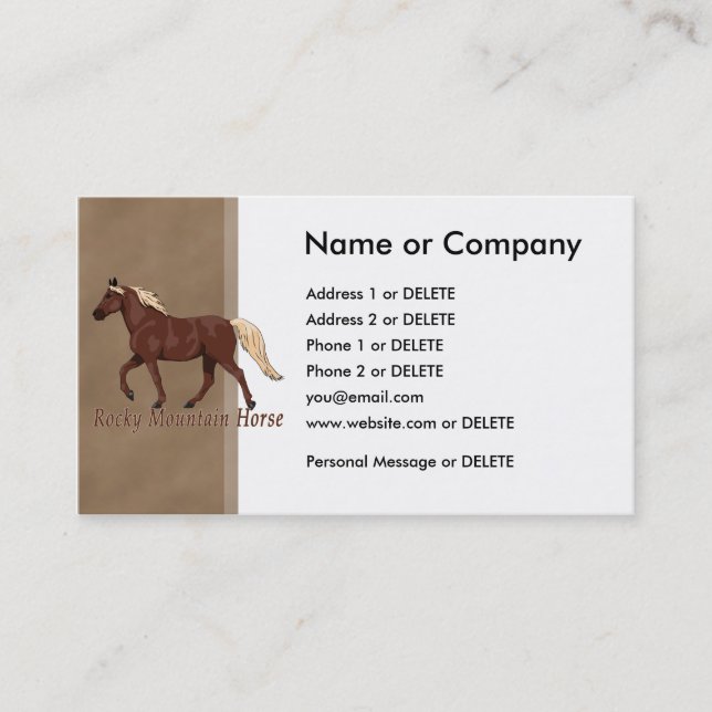 Carte De Visite Chocolat Rocky Mountain Horse (Devant)