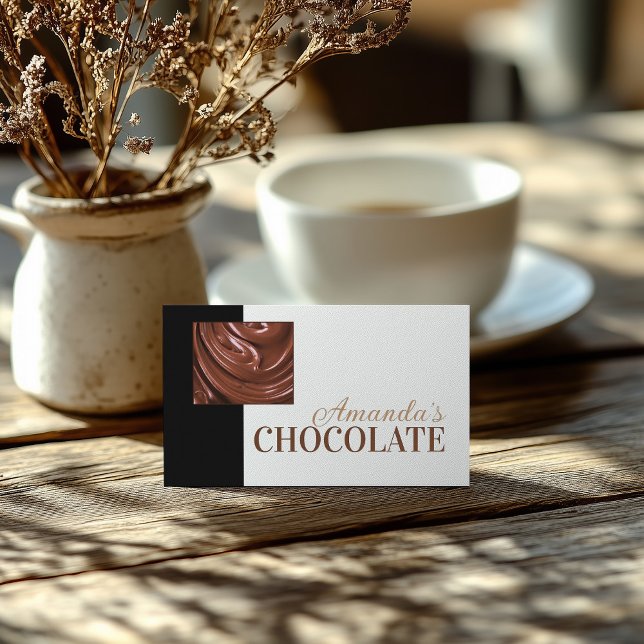 Carte De Visite Chocolat Shop Chocolatier noir blanc Sweets Card (Perfect for business)