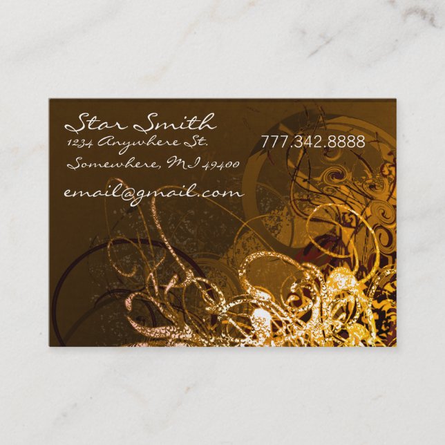 Carte De Visite Chocolat tourbillonnant Florals et Sherbert orange (Devant)