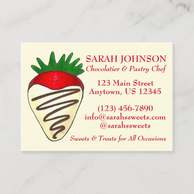 Carte De Visite Chocolatière fraise Chocolatière Chef pâtisserie (Devant)