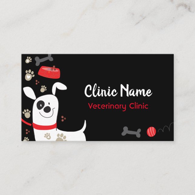 Carte De Visite Choses préférées avec mignon chien clinique vétéri (Devant)