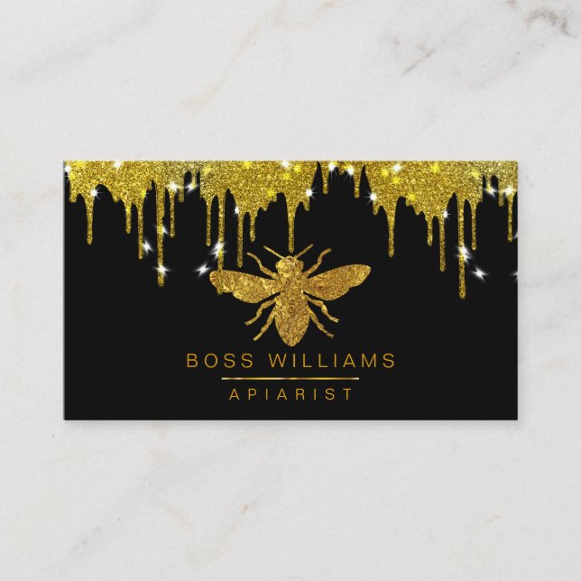 Carte De Visite Chou Gold Drives Faux Miel Bee Parties scintillant (Devant)