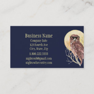 Carte De Visite Chouette de nuit geek en lunettes