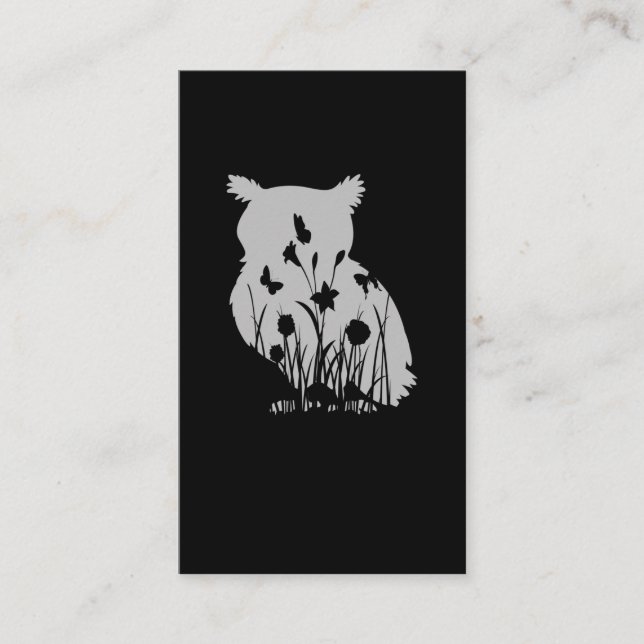 Carte De Visite Chouette Fleur Silhouette Nature Oiseaux d'observa (Devant)