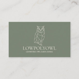 Carte De Visite Chouette Lowpoly de l'animal de taille verte