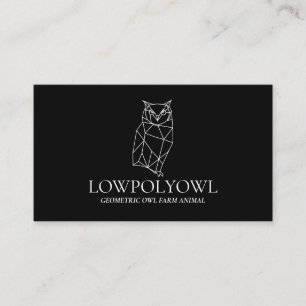 Carte De Visite Chouette Lowpoly noir et blanc
