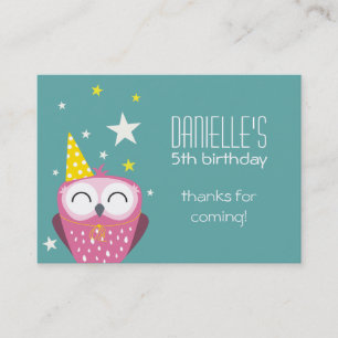 Carte De Visite Chouette rose mignonne Anniversaire Merci Fête Fav