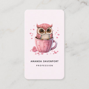 Carte De Visite Chouette rose mignonne en coupe