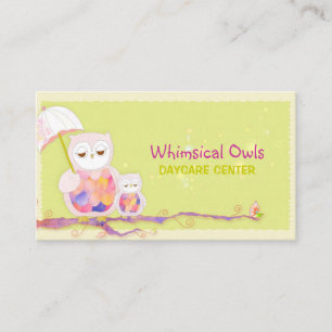 Carte De Visite Chouettes des bois Garderie Whimsical