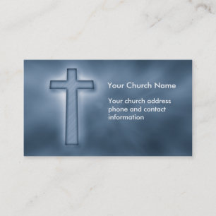 Carte de visite chrétien croisé bleu de nuage