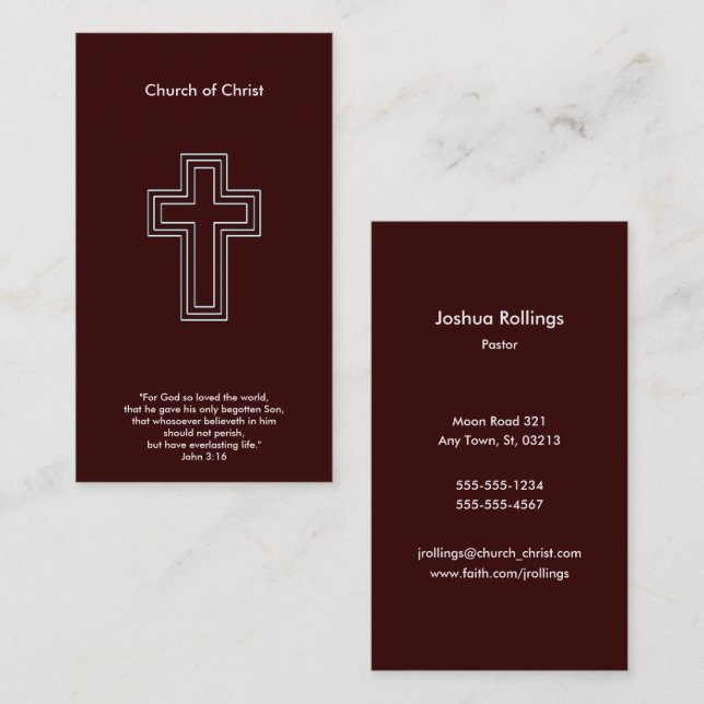 Carte De Visite Chrétien du 3:16 % pipe% de John (Devant / Derrière)