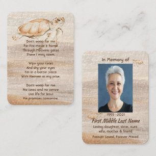 Carte De Visite Christian Memorial Photo Sandy Beach Sea Turtle