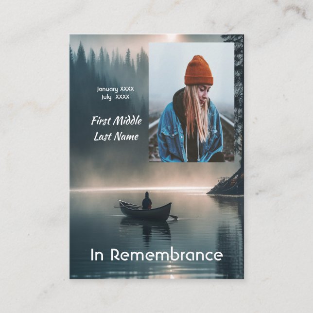 Carte De Visite Christian Memory Keepsake Wilderness Lake Canoe (Devant)