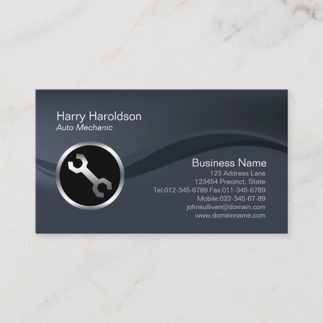 Carte De Visite Chrome Car Wrench Icon Auto Mechanic Business Card (Devant)